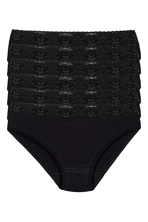 Yüksek Bel Dantelli Likralı Bikini Külot Yıldız 3528 - Siyah