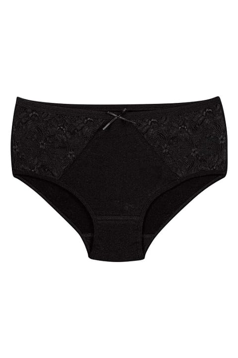 Siyah 6'lı Paket Dantelli Yüksek Bel Külot Yıldız 3831 - 2