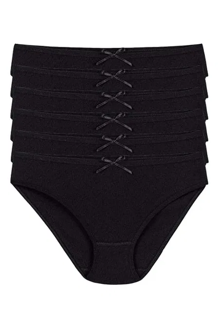 Pamuklu Yüksek Bel Bikini Külot Siyah Yıldız 3578 - Siyah