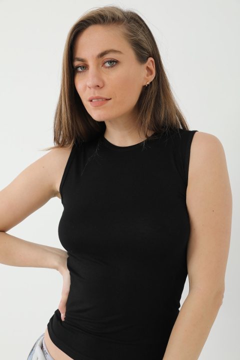 Pamuklu Nefes Alan Kolsuz Atlet Arma Yıldız 3708 - Siyah