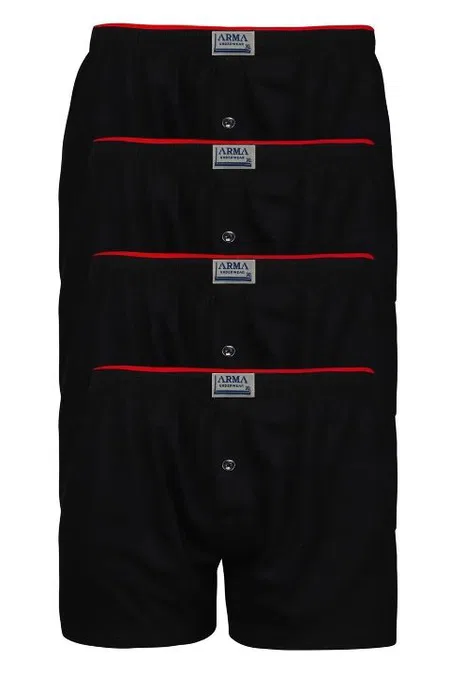 Düğmeli Havlu Bel Boxer 4'lü Paket Siyah Arma Yıldız 1140 - Siyah