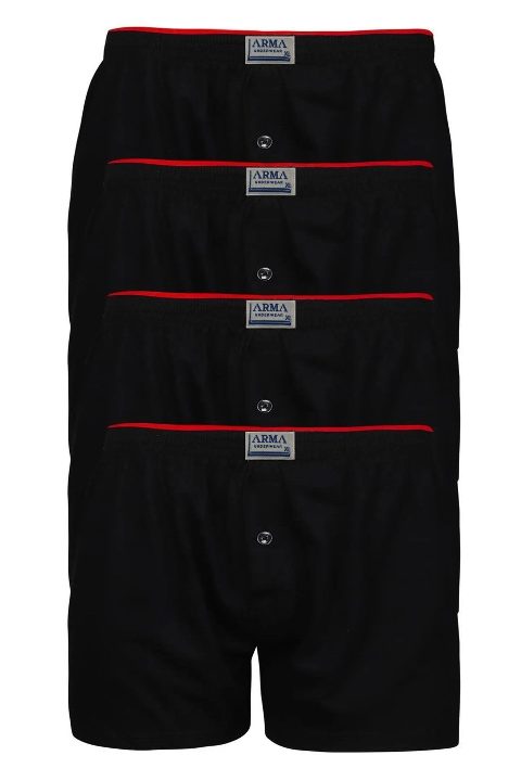 Düğmeli Havlu Bel Boxer 4'lü Paket Siyah Arma Yıldız 1140 - Siyah