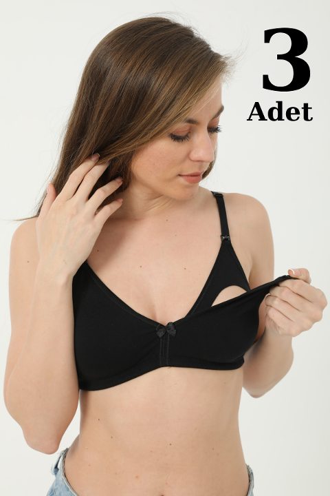 Pamuklu Astar Emzirme Sütyeni Arma Yıldız 3719 - Siyah