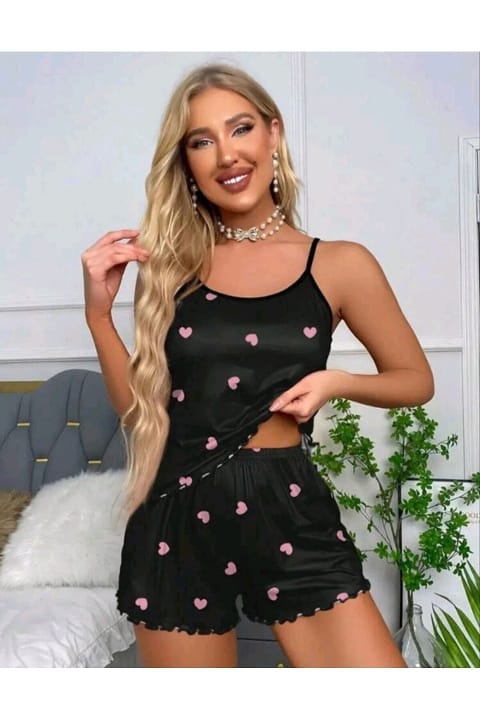 Dantel Detaylı Şort Takım Poliamid Elastan Ruselin 5018 - Siyah