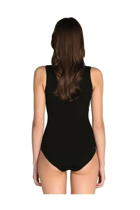 Siyah Likra Geniş Askı Çıtçıtlı Body 2li Paket Arma Yıldız 3338 - Siyah