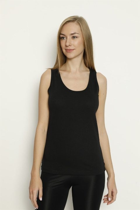 Likralı Geniş Askılı Atlet Pamuklu Siyah Arma Yıldız 3355 - 2