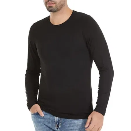 Uzun Kollu Bambu Erkek T-Shirt Siyah Yıldız 496 - Siyah