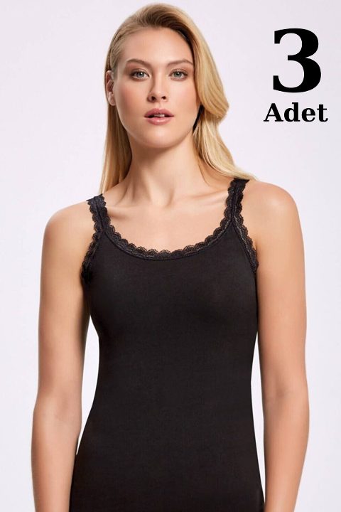 Dantelli Ribana İnce Askı Kadın Atlet Arma Yıldız 3331