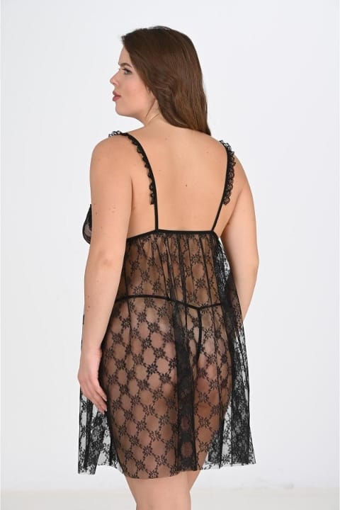 Siyah Tül Dantel Tek Parça Body Ahu 3041 - 2