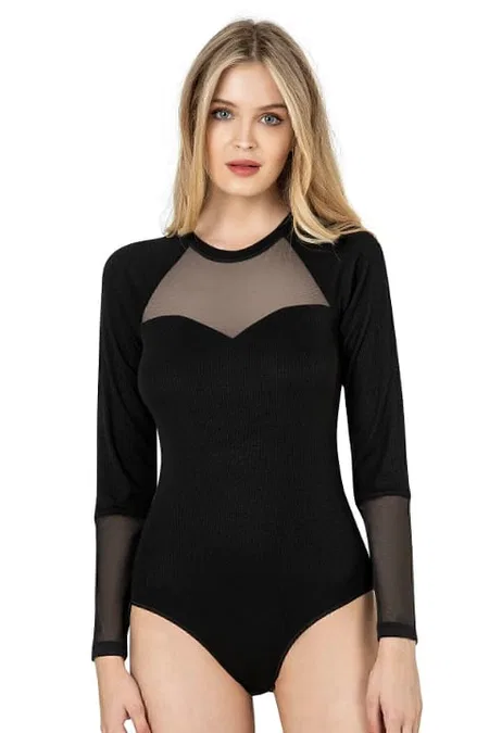 Uzun Kollu Tül Viskon Kaşkorse Body Özkan 26865 - Siyah