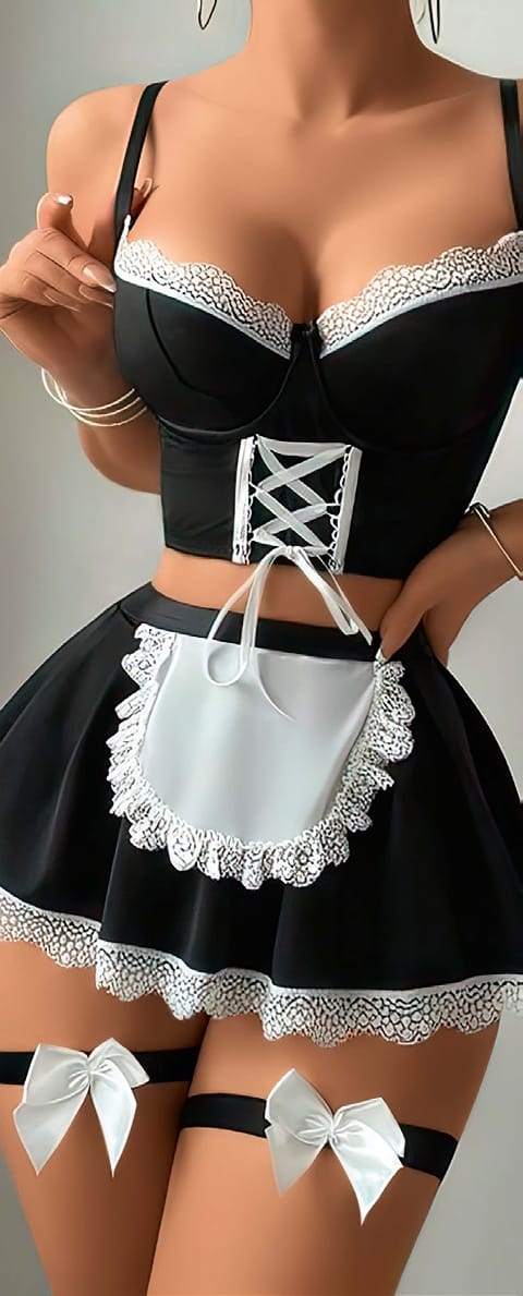 Siyah Dantelli Fantezi Kostüm Poliamid Elastan Jesica Bella 00124 - 2