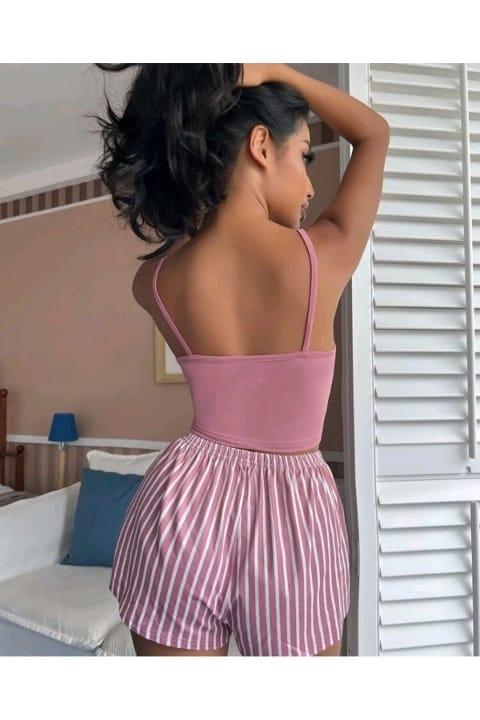 Dantel Detaylı Leopar Askılı Şortlu Takım Ruselin 5002 - 2