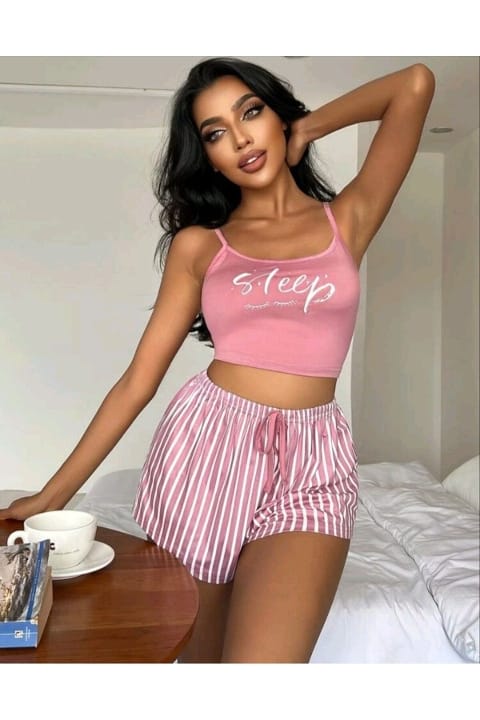 Dantel Detaylı Leopar Askılı Şortlu Takım Ruselin 5002 - Pembe