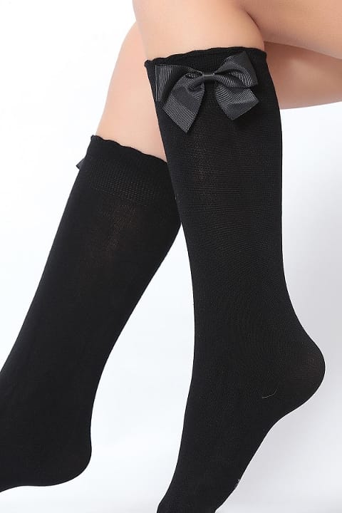 Esnek Viskon Dizaltı Çorap Siyah Daymod 2242020