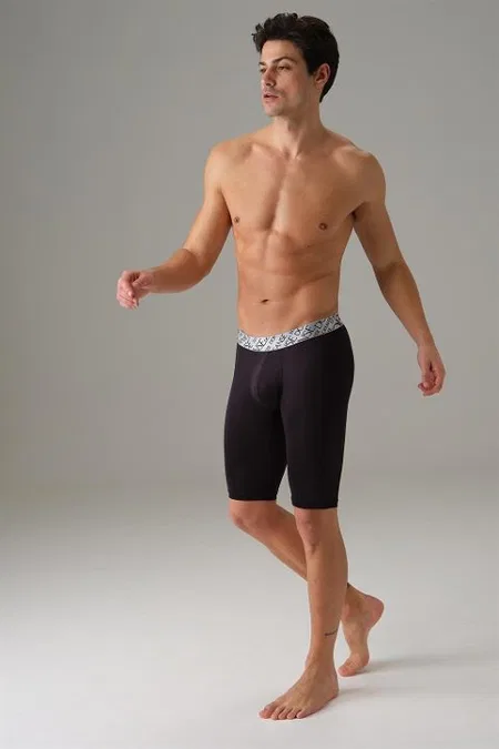 Esnek Bel Lastiğiyle Sportif Uzun Erkek Boxer Doreanse 1786 - Siyah