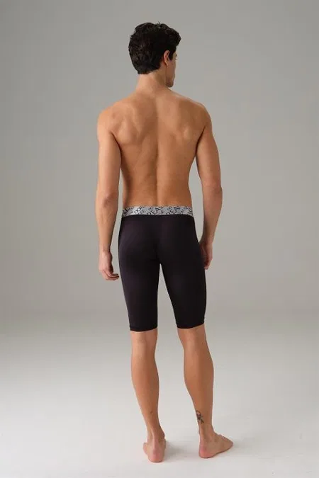 Esnek Bel Lastiğiyle Sportif Uzun Erkek Boxer Doreanse 1786 - Siyah