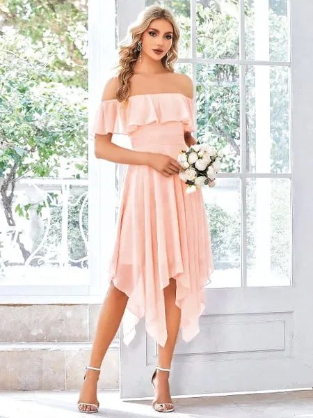 Sırt Dekolteli Uzun Kadın Elbise Siyah-Gri Pink Night 5587 - Pudra