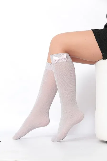 Pamuklu Leopar Desenli Çocuk Dizaltı Çorap Daymod 2227002 - Pembe