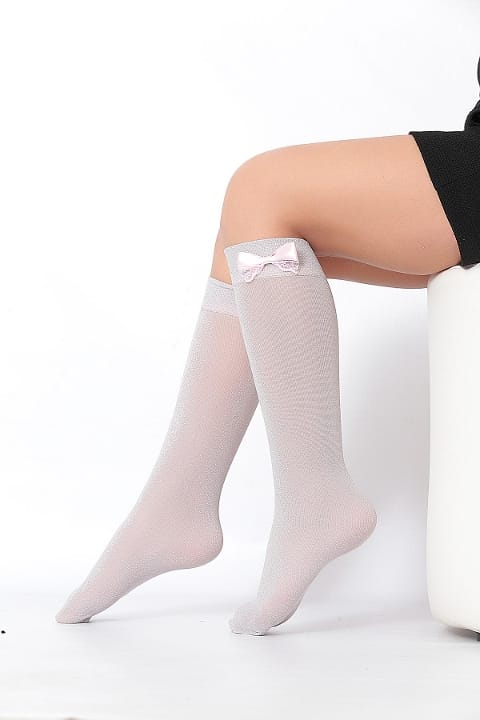 Pamuklu Leopar Desenli Çocuk Dizaltı Çorap Daymod 2227002 - Pembe