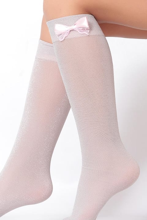 Pamuklu Leopar Desenli Çocuk Dizaltı Çorap Daymod 2227002 - Pembe