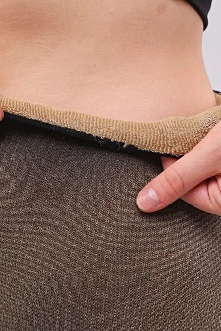 Ten Görünümlü Peluş Tayt Yüksek Bel Pera Fitol 8023 - Siyah