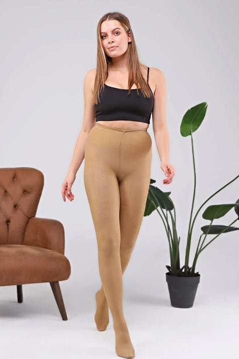 Ten Görünümlü Yüksek Bel Peluş Tayt Pera Fitol 8023 - 2