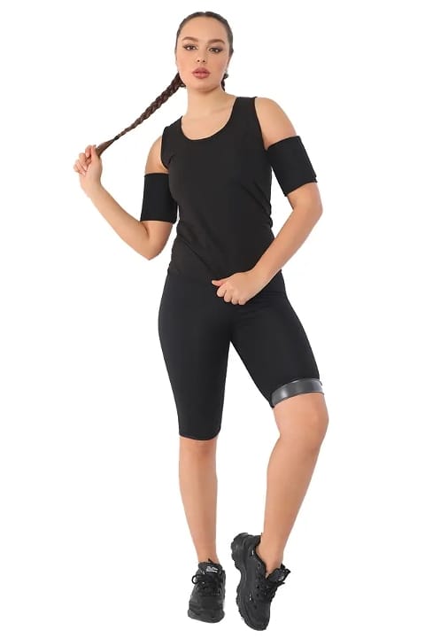 Hafif Nem Yönetimi Dört Yönlü Esnek Termal Sauna Şort Atlet Takım Pera Fitol 9006