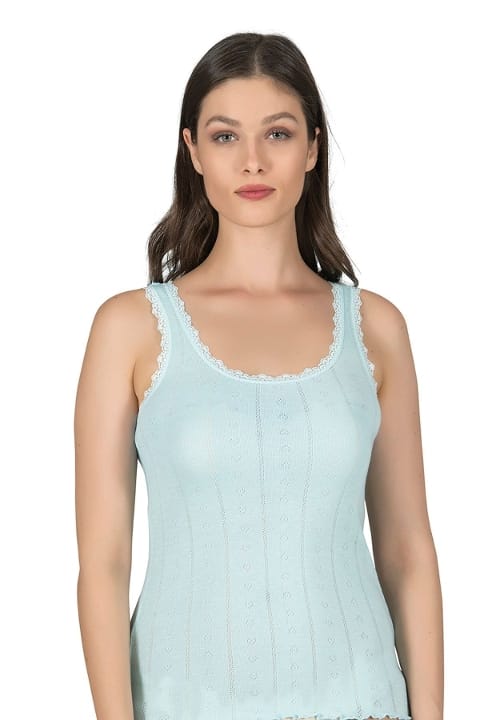 Esnek Yüksek Pamuklu Kalın Askılı Kadın Atlet Özkan 23493 - Yeşil