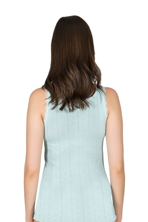 Esnek Yüksek Pamuklu Kalın Askılı Kadın Atlet Özkan 23493 - Yeşil