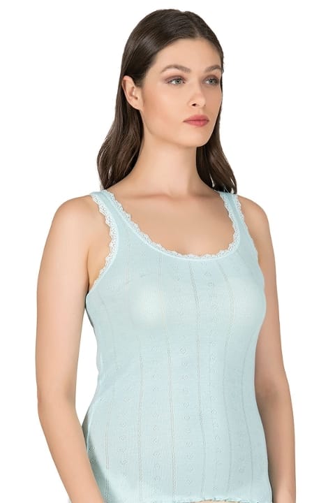 Esnek Yüksek Pamuklu Kalın Askılı Kadın Atlet Özkan 23493 - Yeşil