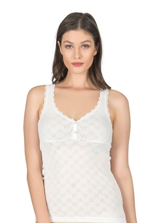 Kalın Askılı Ribana Pamuklu Kadın Atlet Özkan 24202 - Ekru