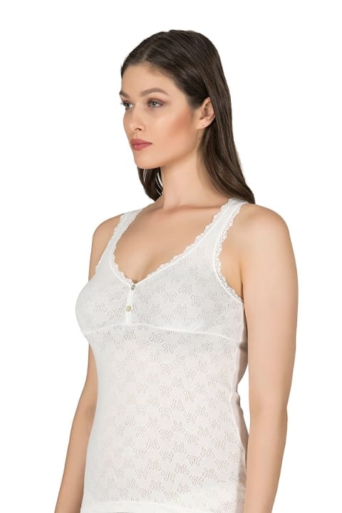 Kalın Askılı Ribana Pamuklu Kadın Atlet Özkan 24202 - Ekru