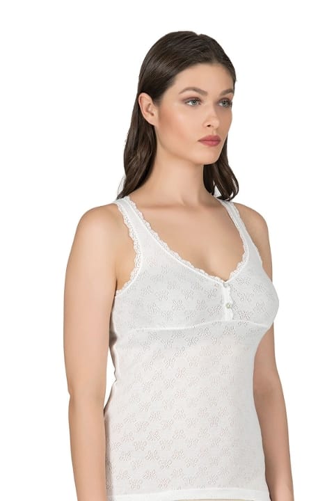 Kalın Askılı Ribana Pamuklu Kadın Atlet Özkan 24202 - Ekru