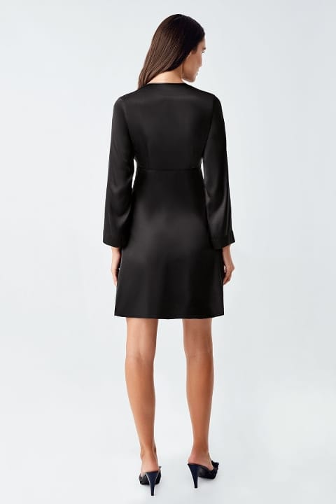 Dantelli Transparan Mini Saten Gecelik Takımı İmaj 4230 - Siyah