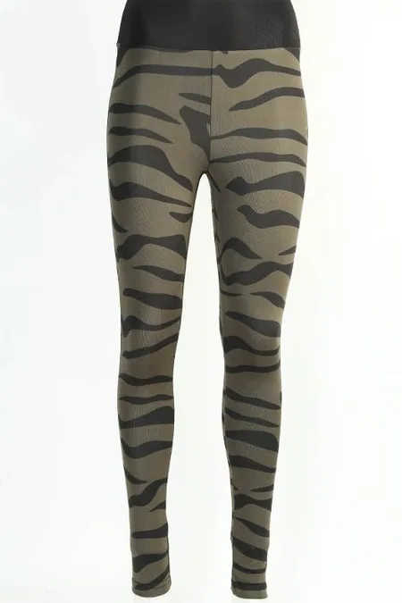 Derya Kurşun Yüksek Bel Esnek Zebra Desen Tayt Derya 08