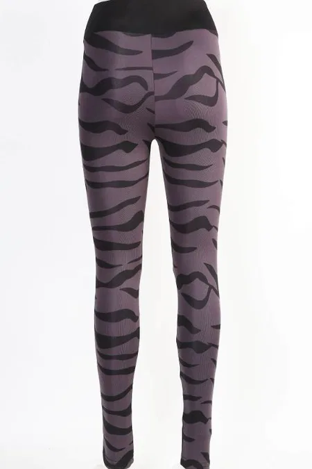 Yüksek Bel Desenli Leggings Tayt Derya Kurşun 10 - Mor