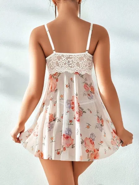 Dantel Detaylı Tek Parça Body Beyaz Pink Night 3716 - Beyaz