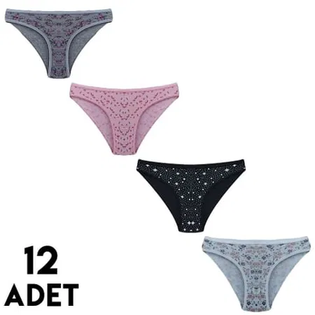 Karışık Desenli Yüksek Bel Bikini Külot Tutku 0585 - Karışık Renk