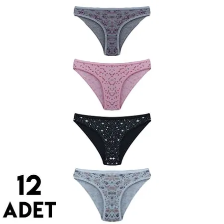 Karışık Desenli Yüksek Bel Bikini Külot Tutku 0585 - Karışık Renk