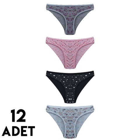 Karışık Desenli Yüksek Bel Bikini Külot Tutku 0585 - 2