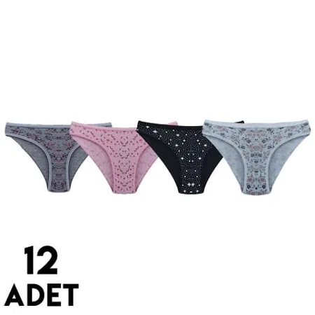 Karışık Desenli Yüksek Bel Bikini Külot Tutku 0585 - Karışık Renk