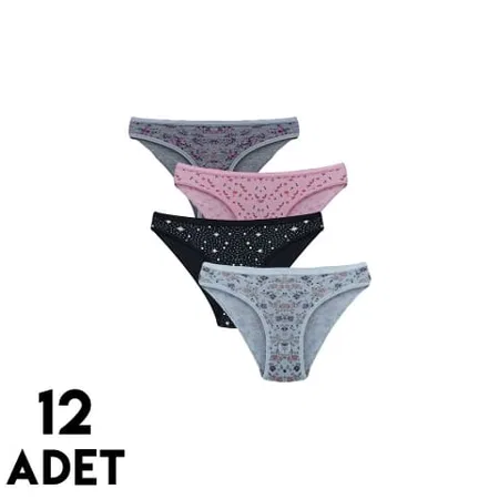 Karışık Desenli Yüksek Bel Bikini Külot Tutku 0585 - Karışık Renk