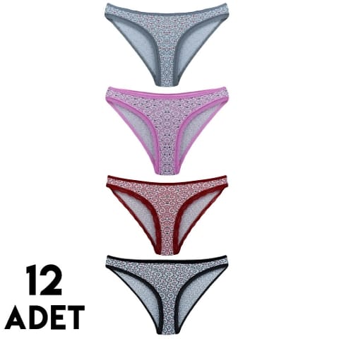 Desenli Yüksek Bel Bikini Külot Tutku 0586 - Asorti