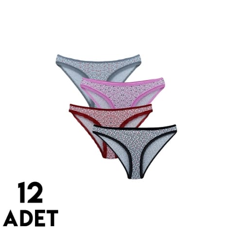 Desenli Yüksek Bel Bikini Külot Tutku 0586 - Asorti