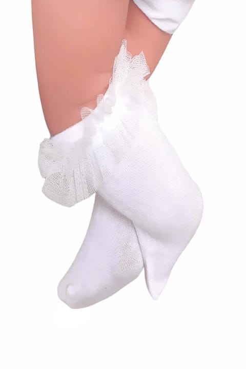 Viskon Elastan Dizaltı Çorap Beyaz Daymod 2542002 - Beyaz