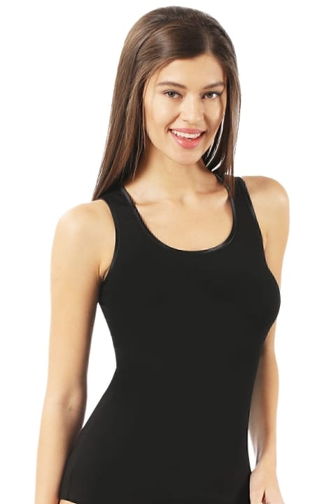 Pamuklu Modal Rahat Kalın Askılı Kadın Atlet Özkan 20587 - Siyah