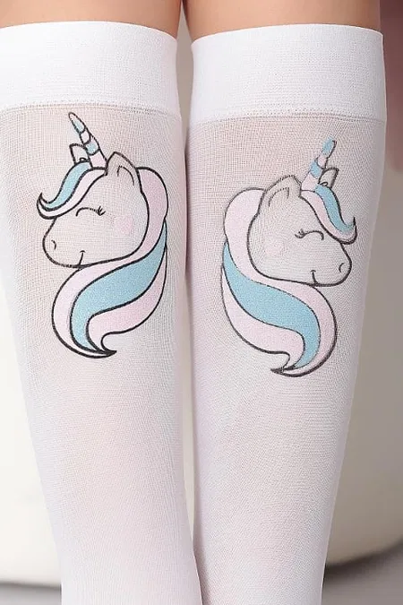 Kaydırmaz Tabanlı Unicorn Çocuk Dizaltı Çorap Daymod 2242019 - Beyaz