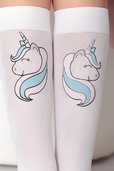 Kaydırmaz Tabanlı Unicorn Çocuk Dizaltı Çorap Daymod 2242019 - Beyaz
