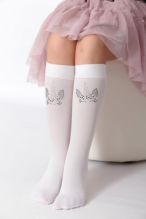 Kaydırmaz Tabanlı Beyaz Çocuk Dizaltı Çorap Daymod 2242006