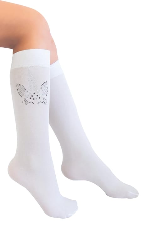 Kaydırmaz Tabanlı Beyaz Çocuk Dizaltı Çorap Daymod 2242006 - Beyaz